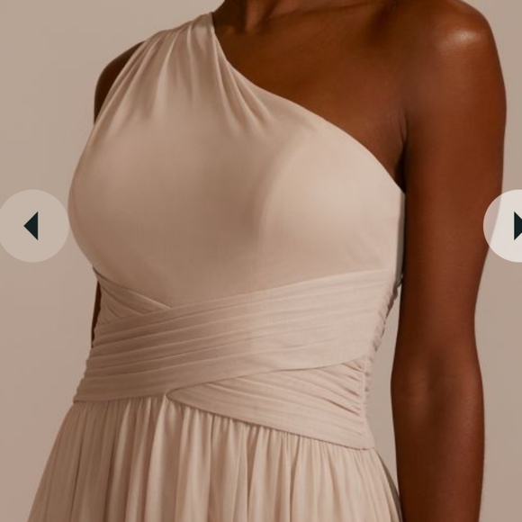 David's Bridal One Shoulder Mesh Bridesmaid Dress - Picture 6 of 9